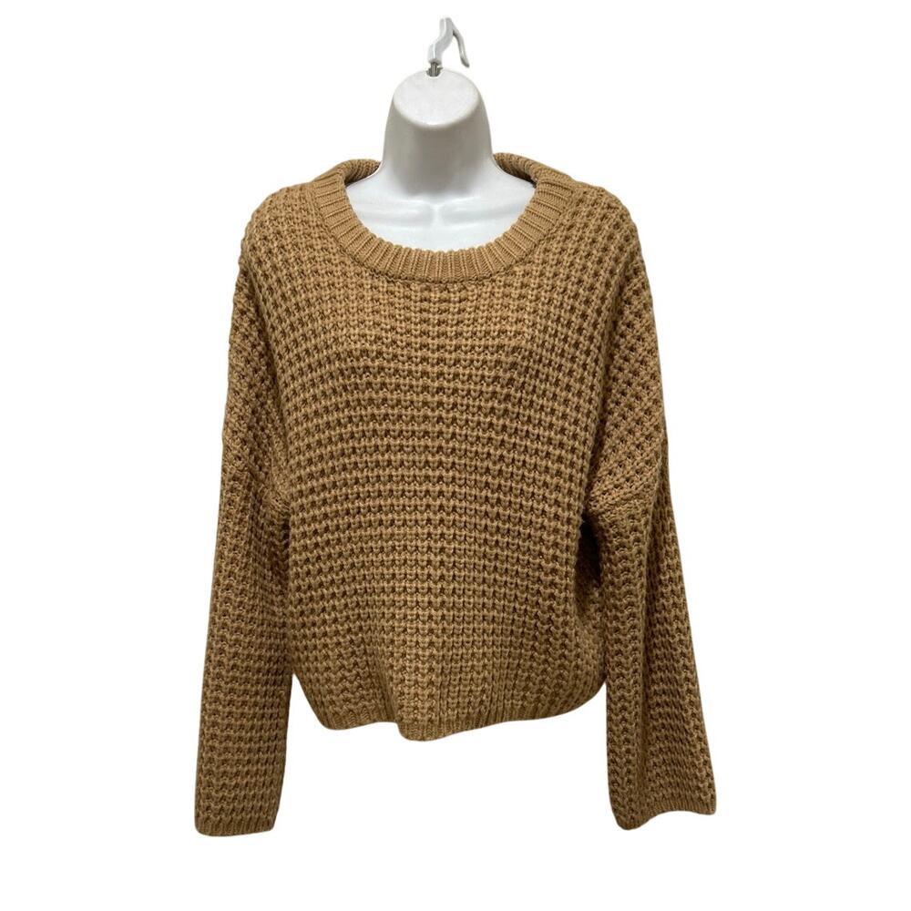 Forever 21 Contemporary, Tan Cropped Crochet Sweater, Women’s L,